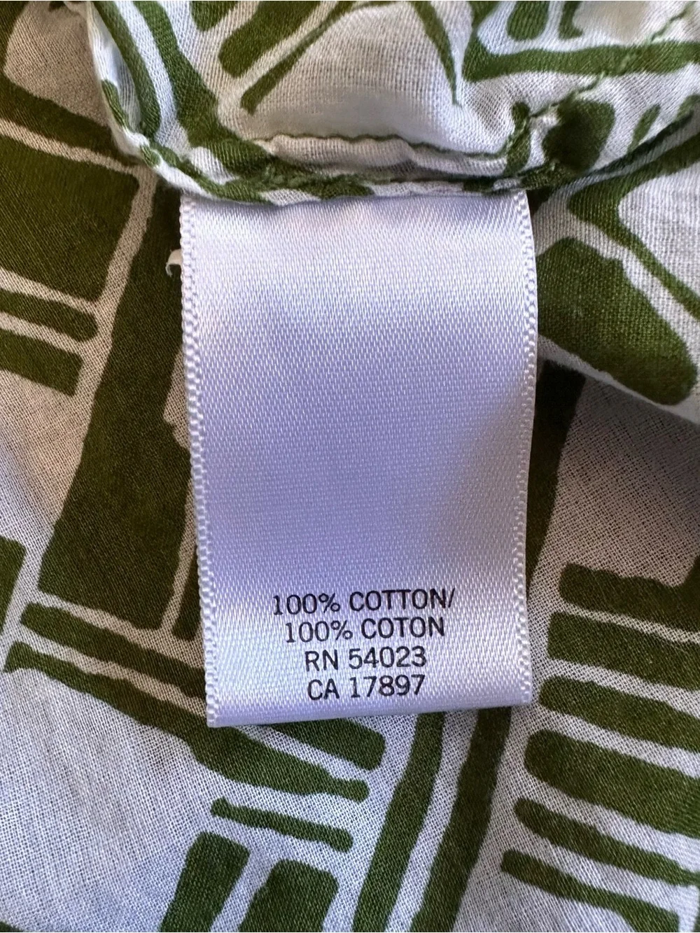 Banana Republic Women’s Green White Cotton Geo Print Cap-Sleeve Blouse Top Small